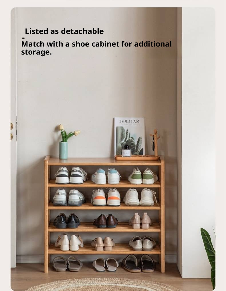 Solid Rubberwood Modern Minimalist Multi Layer Shoe Rack