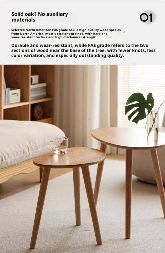 Solid Rubberwood, Oak Solid Wood Small Nordic Side Table