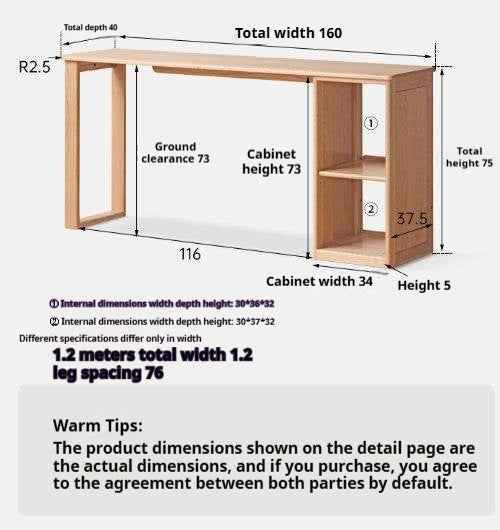 Oak Solid Wood Ultra-narrow Long Table With Cabinet