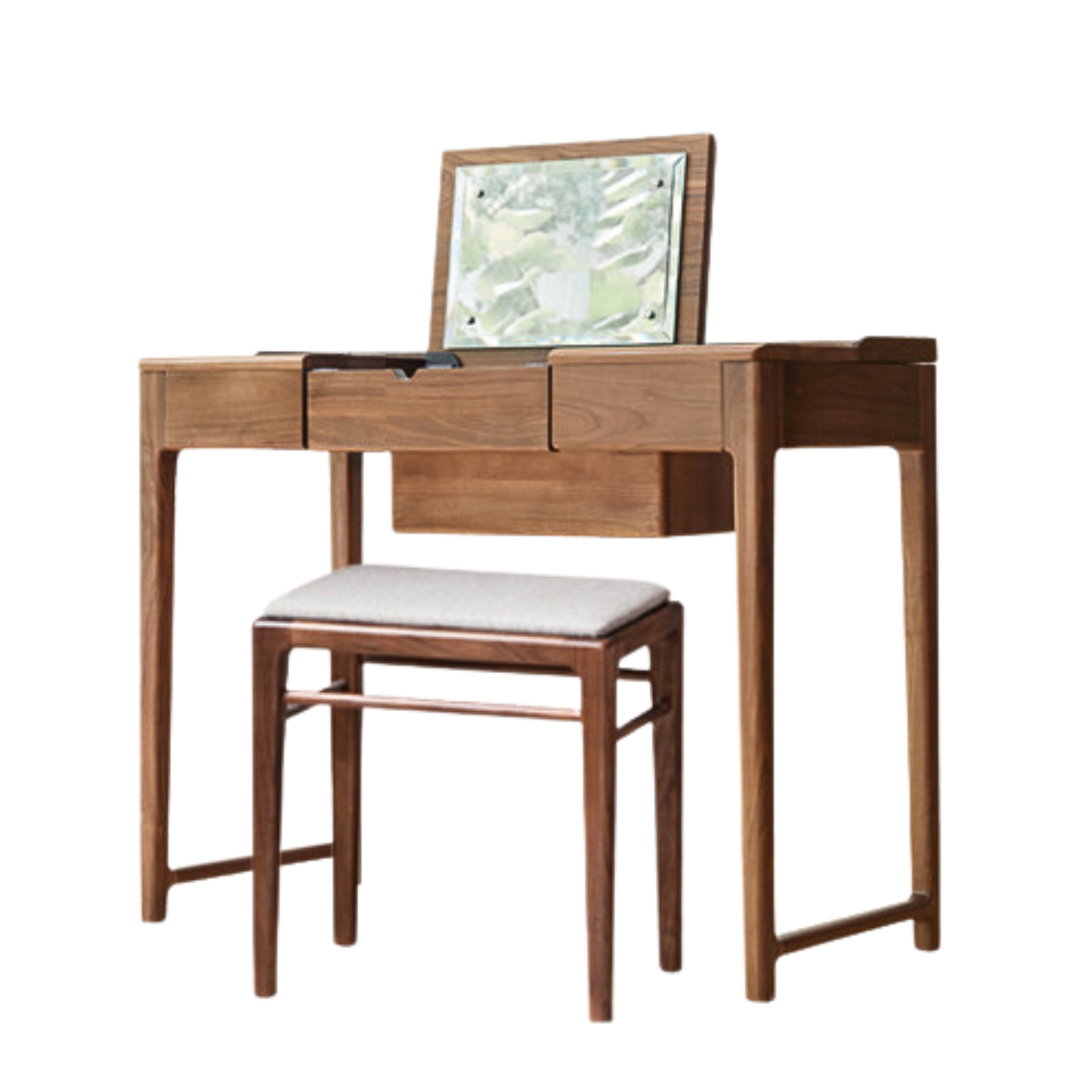 Black walnut, Ash solid wood flip dressing table :