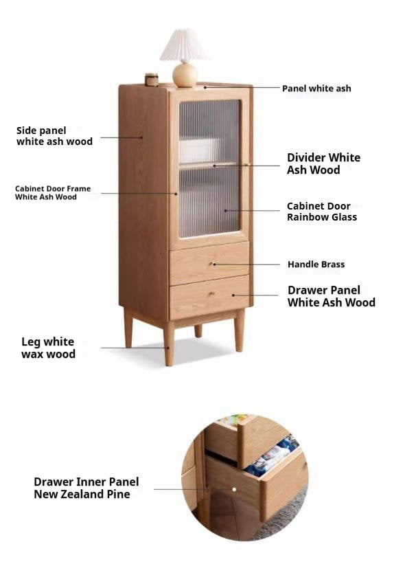 Ash Solid Wood Narrow Side Cabinet.