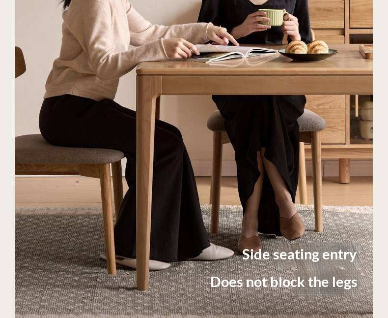 Oak Solid Wood Dining Table with Rectangular Top and Clean Lines