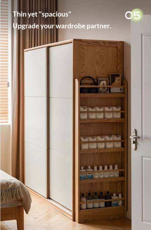 Oak, Beech Solid Wood Wall-mounted Ultra-thin Bookshelf