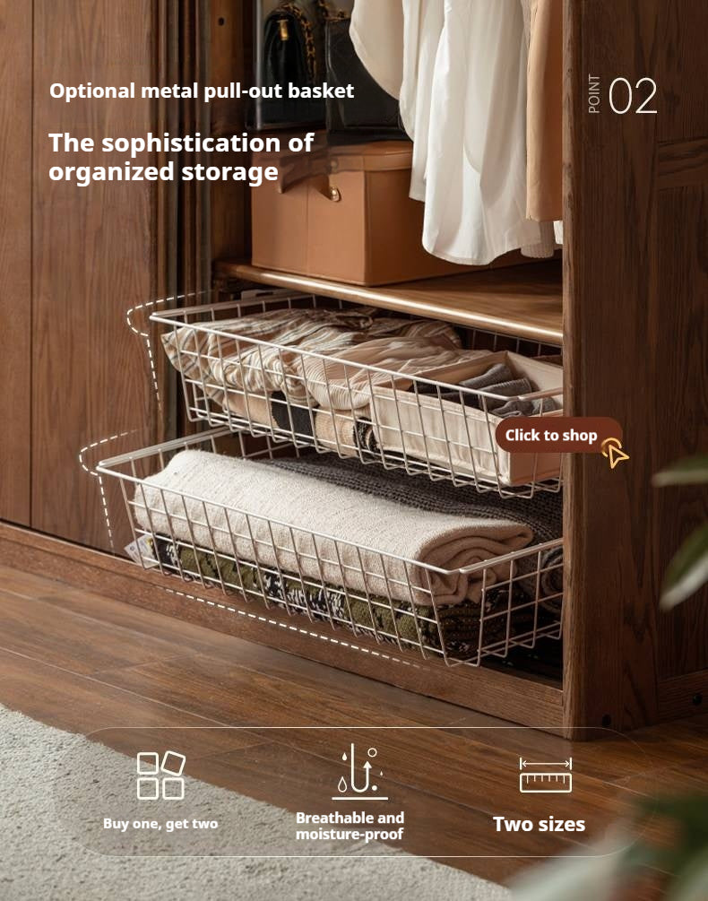 Oak Solid Wood, Solid RubberWood  Modern Style Wardrobe