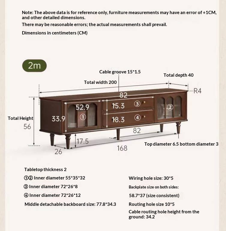 Poplar Solid Wood American Style TV Cabinet.
