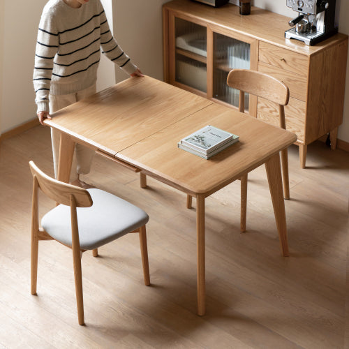 Oak Solid Wood Retractable Folding Dining Table