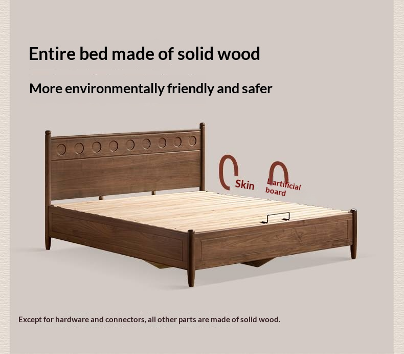 Black Walnut Solid Wood Box Bed — Italian Light Luxury Fully Openable Bed