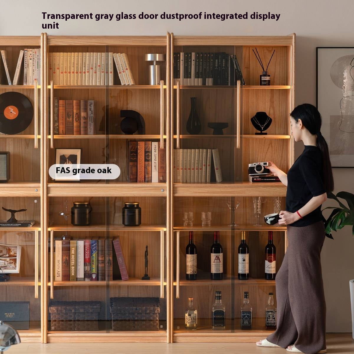 Oak Solid Wood Modern Bookcase
