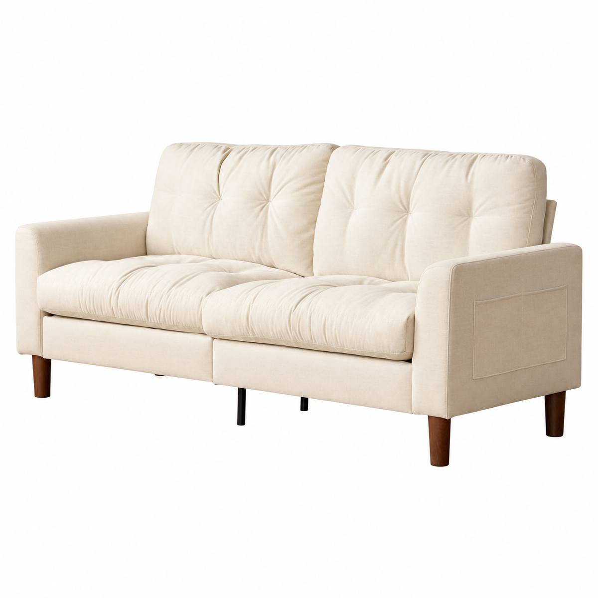 Track Arm Tufted Sofa with Side Pocket Storage