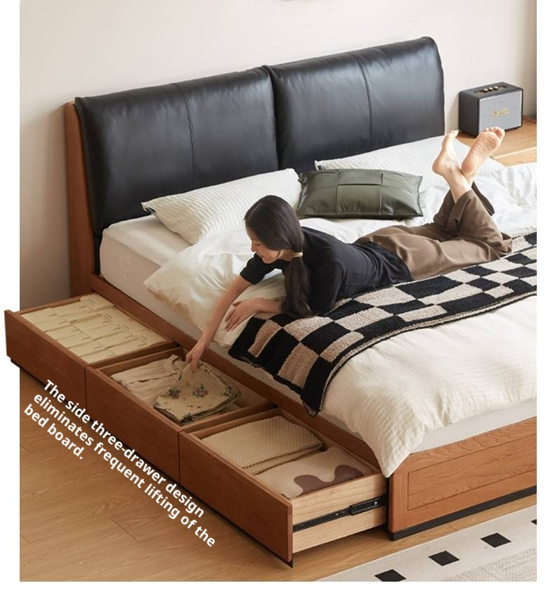 Cherry Solid Wood Box Bed Vintage Style