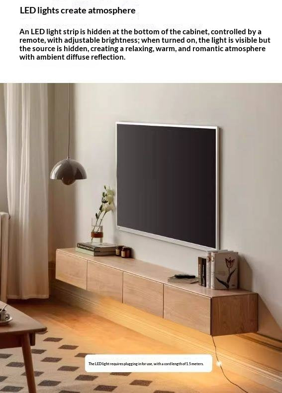 Oak, Tulipwood Solid Wood TV Cabinet with Light