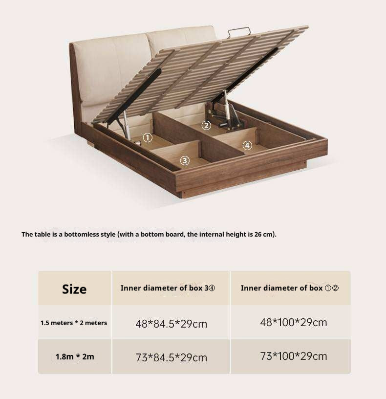 Black Walnut Solid Wood Italian Luxury Leather Electric suspended box bed