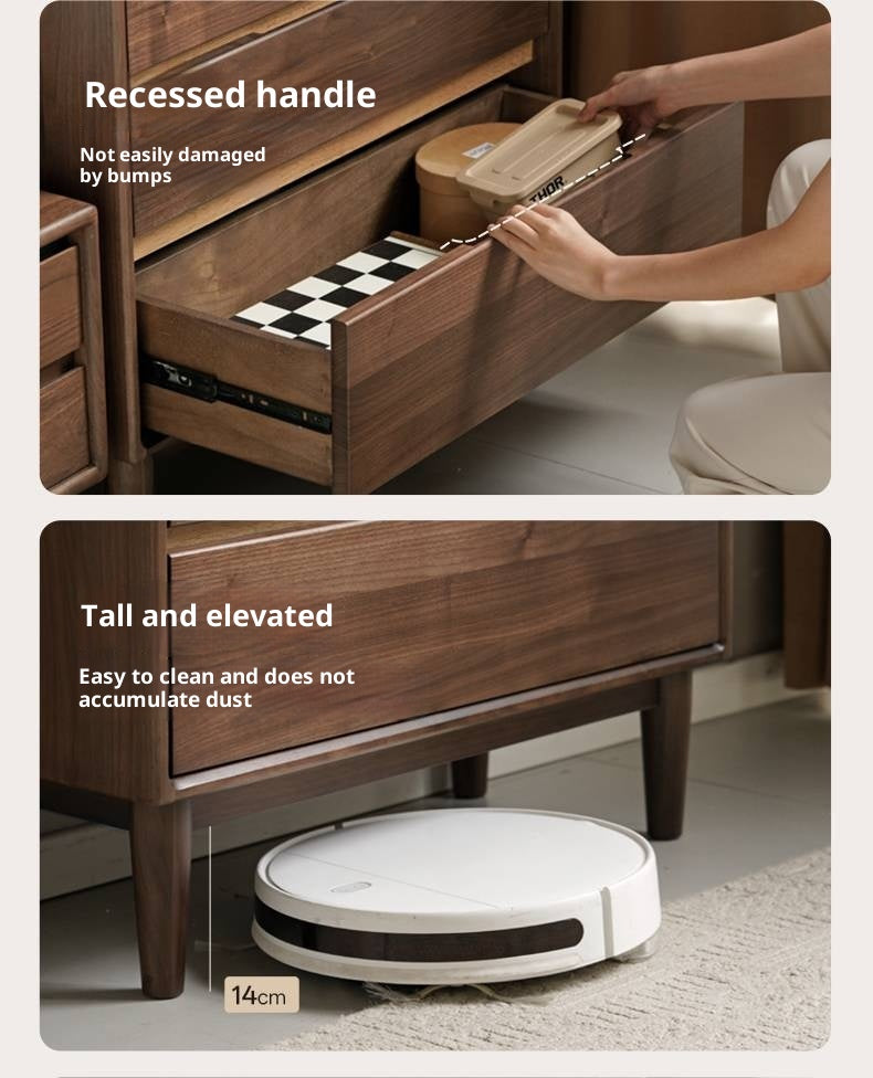 Black Walnut Solid Wood Italian Light Luxury Side Cabinet