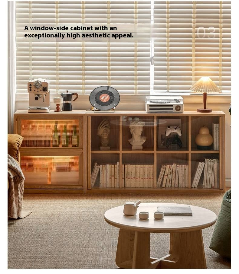 Ash Solid Wood Bookcase Storage Cabinet