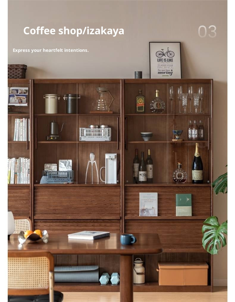 Oak Solid Wood Dustproof Bookcase