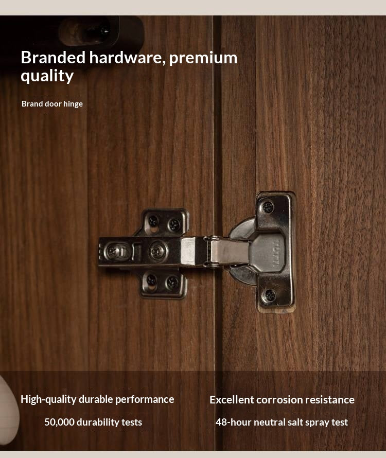 Black Walnut Solid Wood Wardrobe with Italian Light Luxury Style and Double Doors