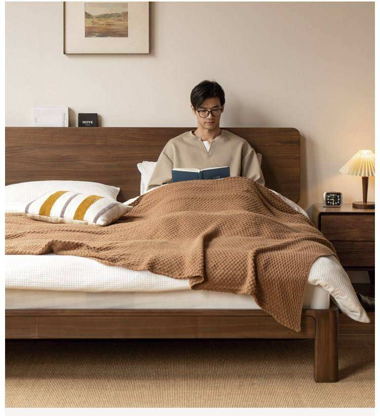 Black Walnut, Golden Sandalwood Solid Wood Bed