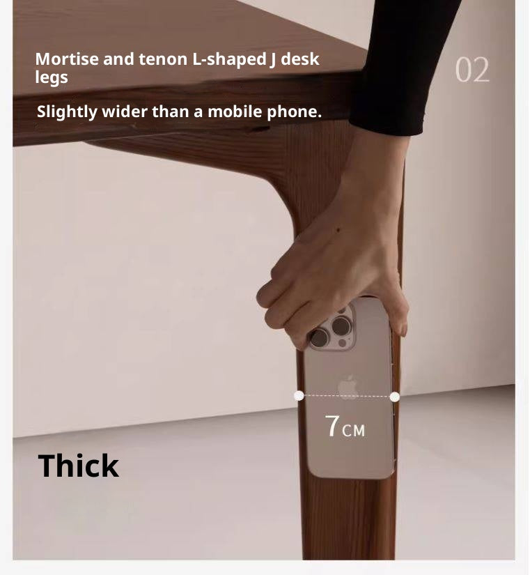 Ash Solid Wood Modern Minimalist Dining Table