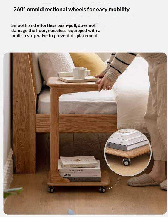 Oak Solid Wood Modern Minimalist Movable Nightstand