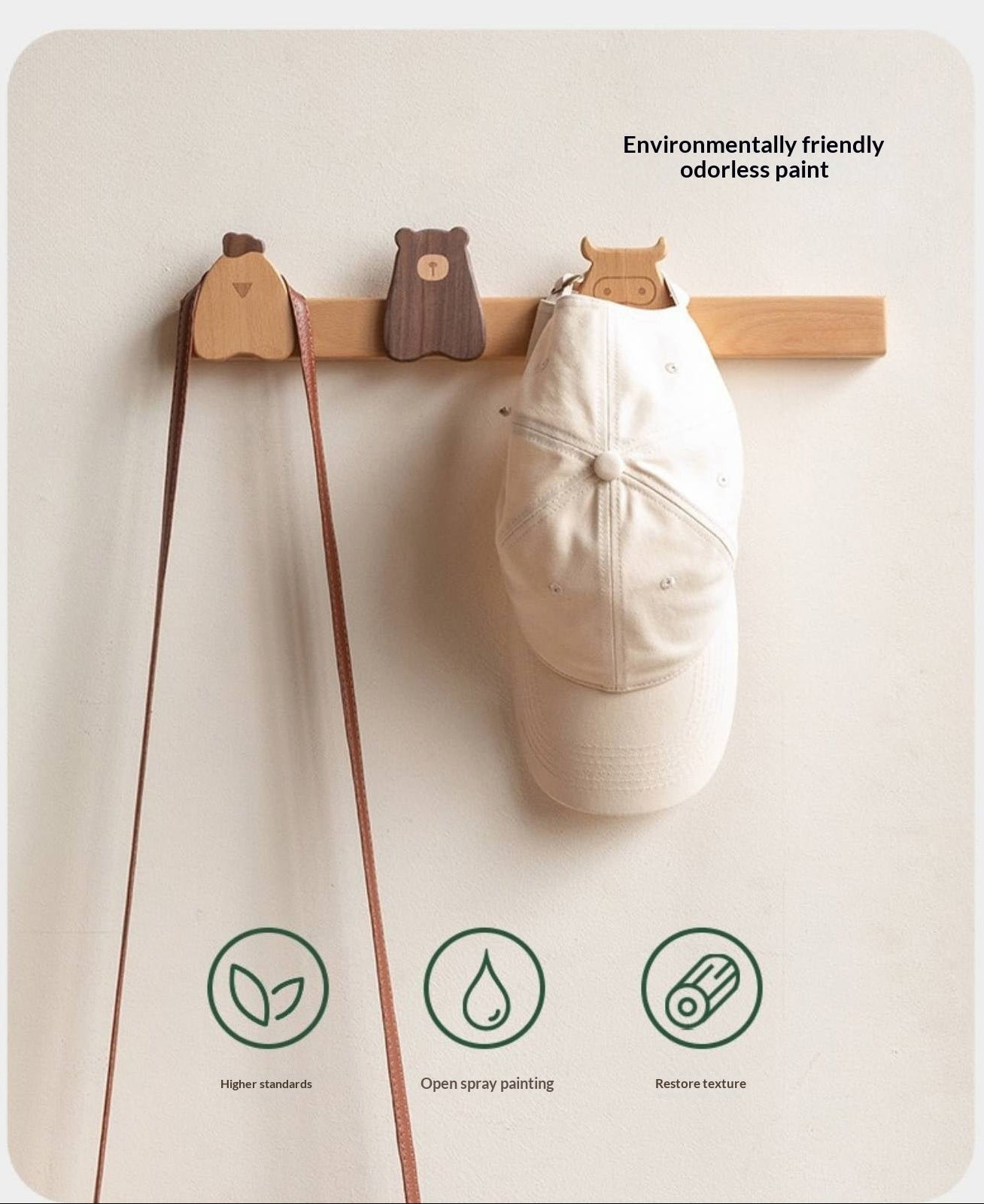 Beech Solid Wood Hook Hanging Clothes