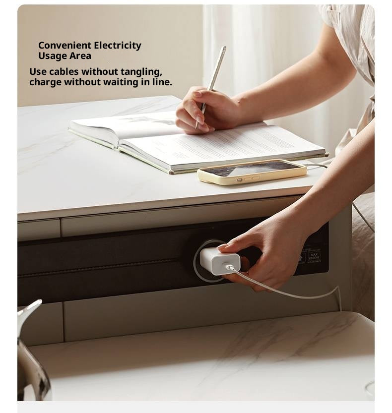 Tulipwood Solid Wood Light Luxury Rock Plate Island Dining Table, Dining Buffet