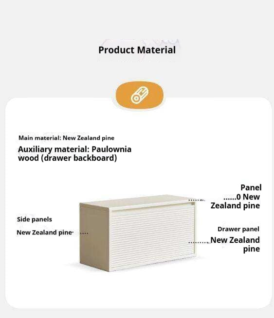 Pine Solid Wood Cream White Lattice Storage Low Bookcase