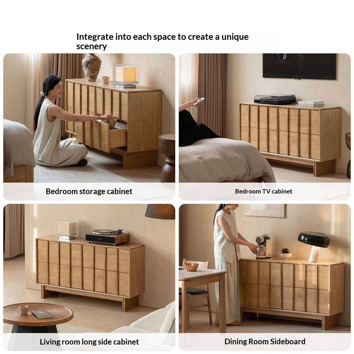 Ash Solid Wood Wabi-sabi Style Four-Drawer Chest