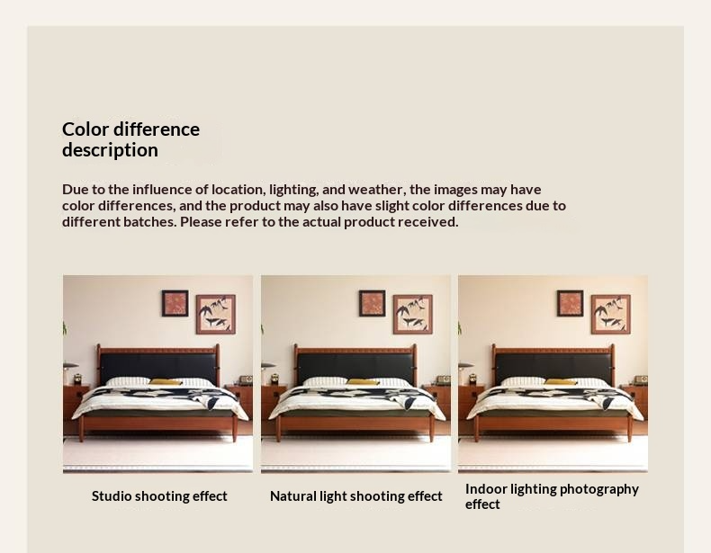 Poplar Solid Wood Vintage Soft Backrest Bed