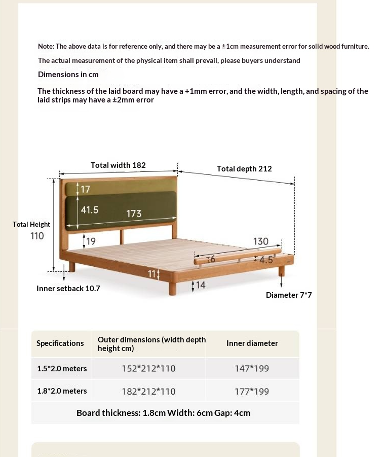 Cherry Solid Wood Fabric Soft Backrest Bed Modern Minimalist