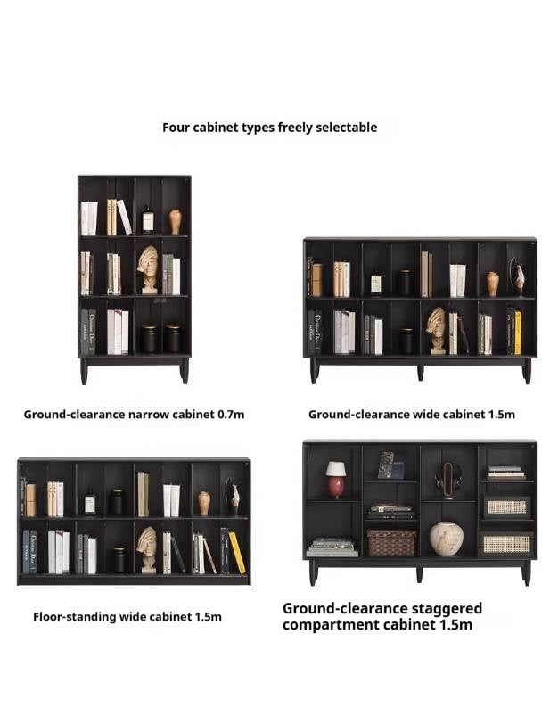 Oak, Ash Solid Wood Black Modern Bookcase