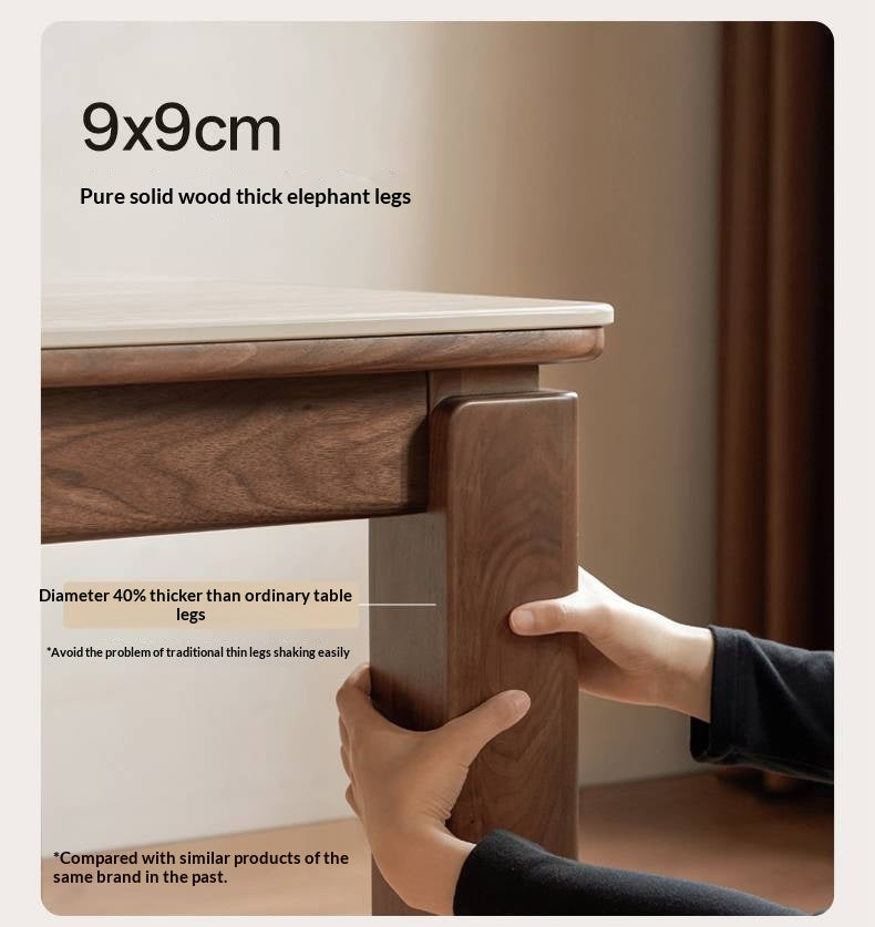 Black Walnut Solid Wood Vintage Travertine Slab Dining Table