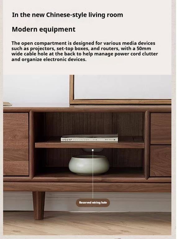 Ash, Black Walnut Solid Wood Modern Simple TV Cabinet