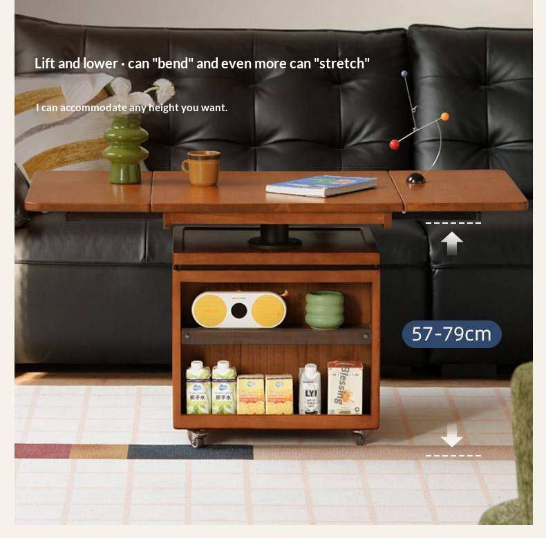 Tulipwood Solid Wood Lifting Coffee Table with Folding Square Top