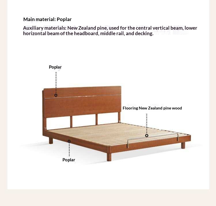 Poplar Solid Wood with High Headboard and Large Board Bed