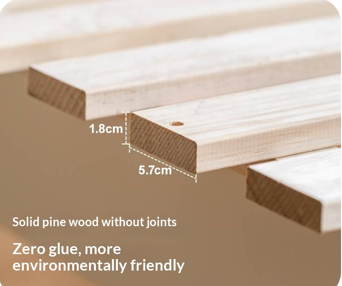 Beech, Rubberwood Solid Wood Kids’ Bed with Guardrail, Platform Bed, Headboard-Free Bed