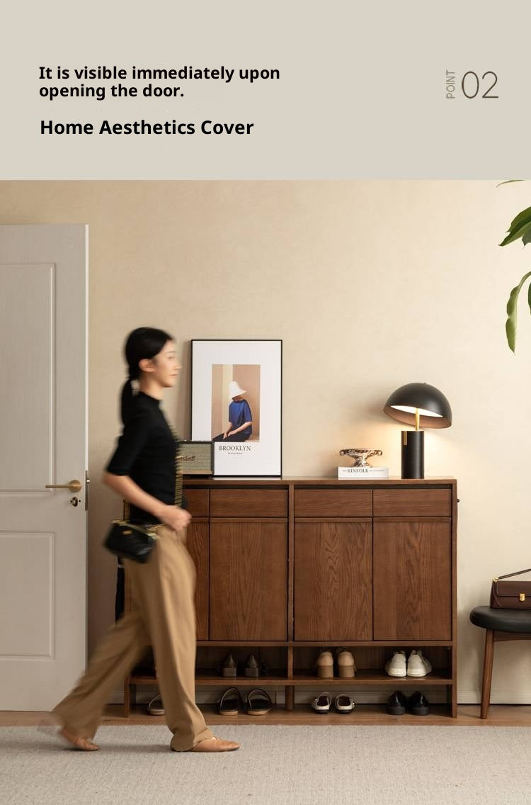 Oak Solid Wood Capacity Shoe Cabinet