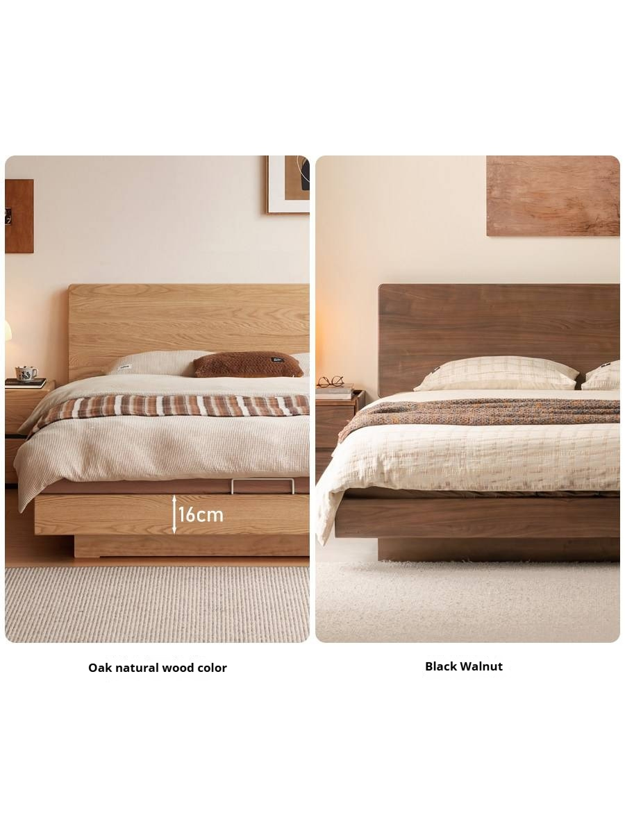 Black Walnut Solid Wood Bed — Italian Light Luxury Suspended Bed