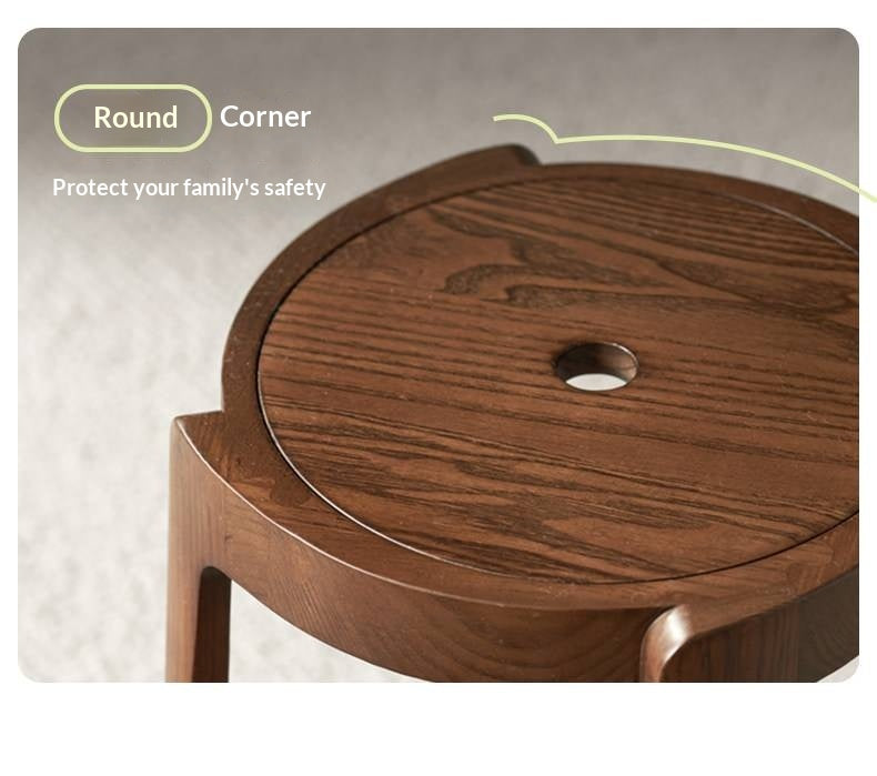 Ash, Solid RubberWood Stackable Stool