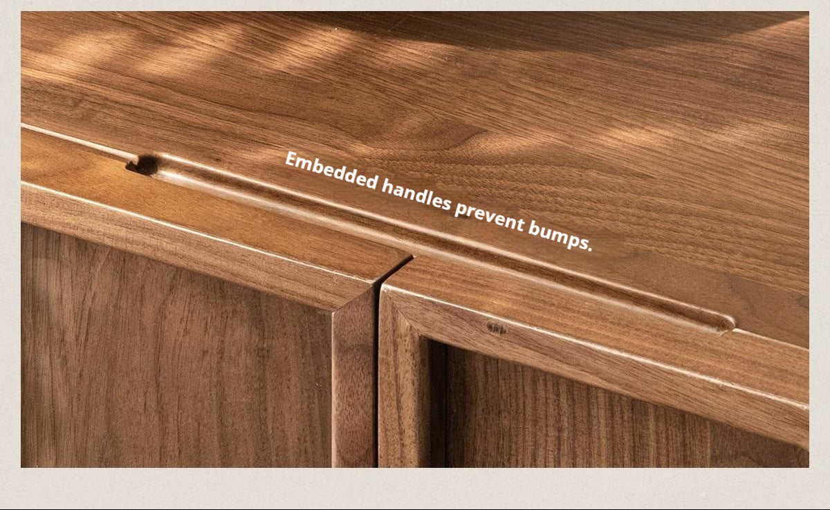 Black Walnut Solid Wood Lattice Door Side Cabinet with LED Lighting