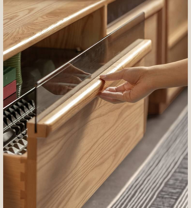 Ash Solid Wood Floor TV Cabinet