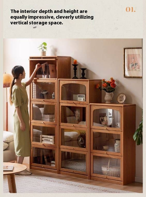 Cherry Solid Wood Ancient Style Floor Bookcase