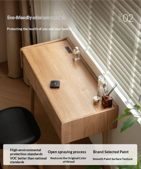 Oak Solid Wood Modern Minimalist Multifunctional Vanity Table