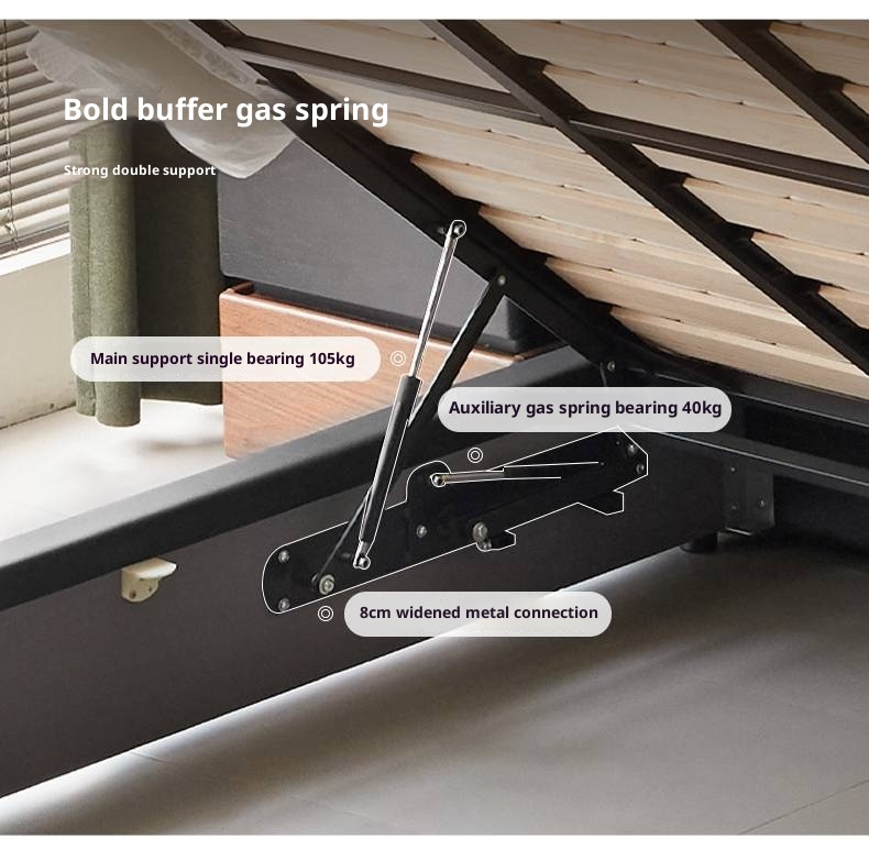 Genuine Leather Black Light Luxury Box Bed