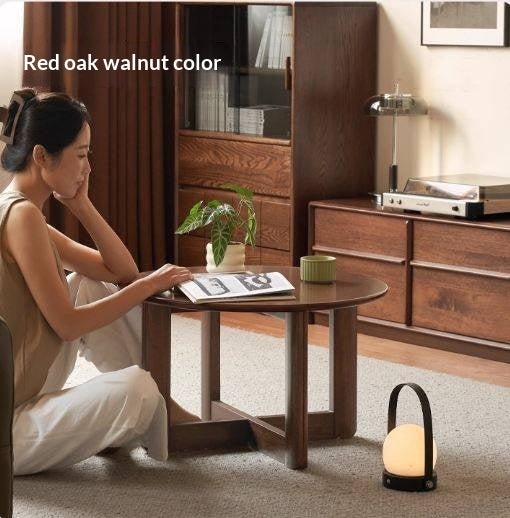 Oak Solid Wood Modern Round Coffee Table