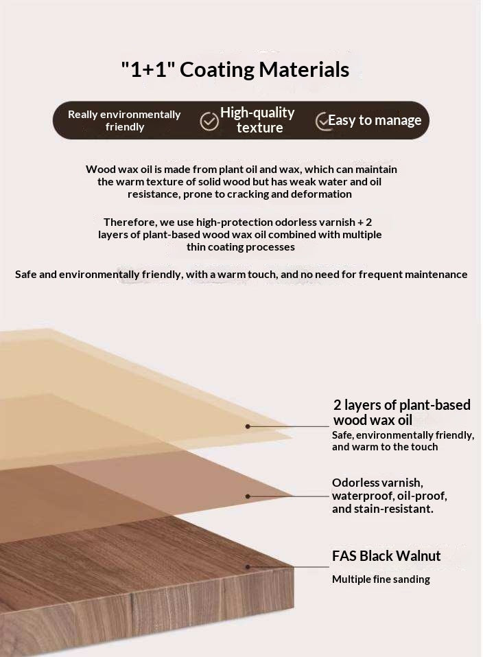 Black Walnut Solid Wood Dining Table with Italian Light Luxury Design