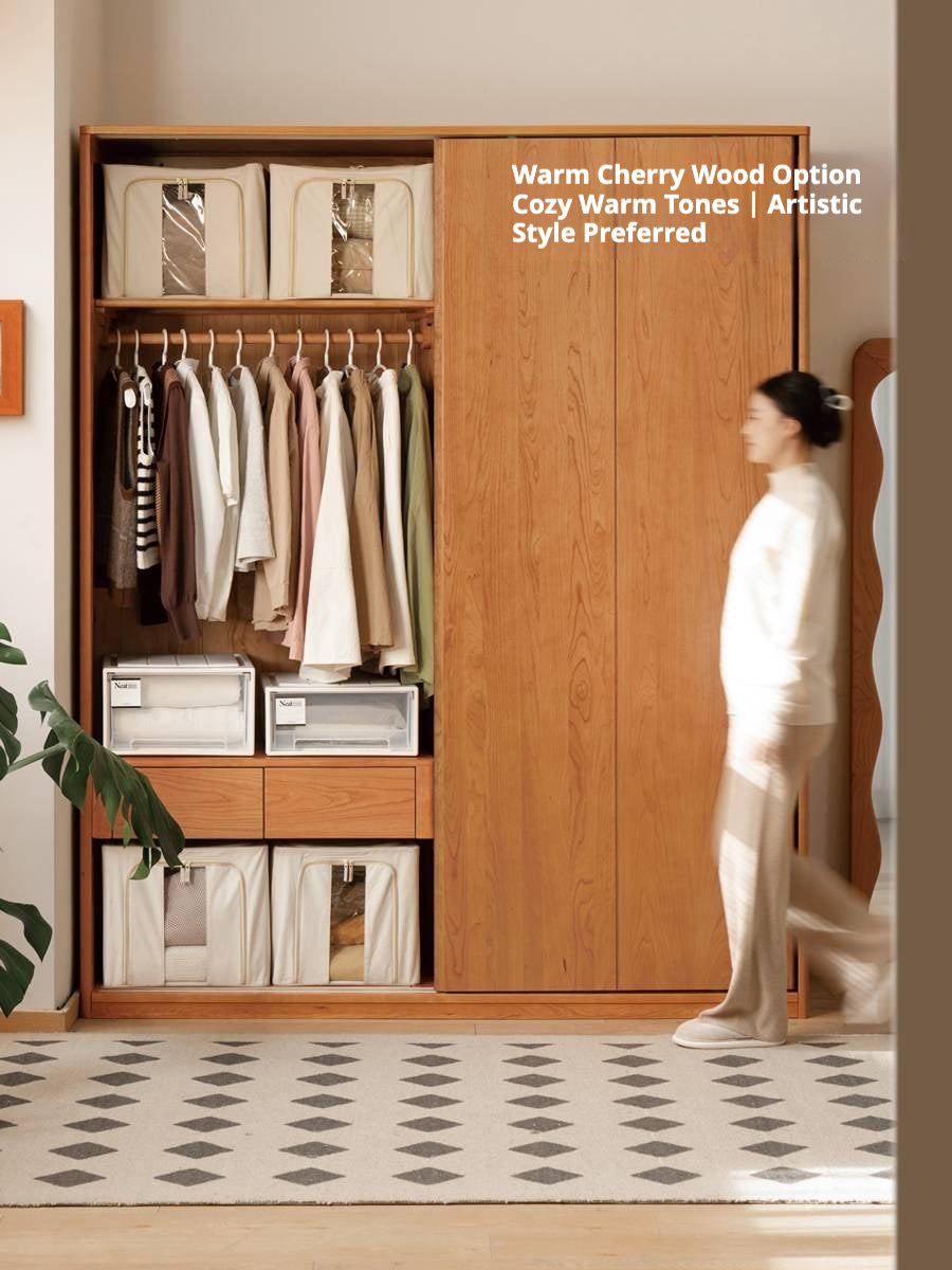 Black Walnut, Sandalwood Sliding Door Wardrobe.