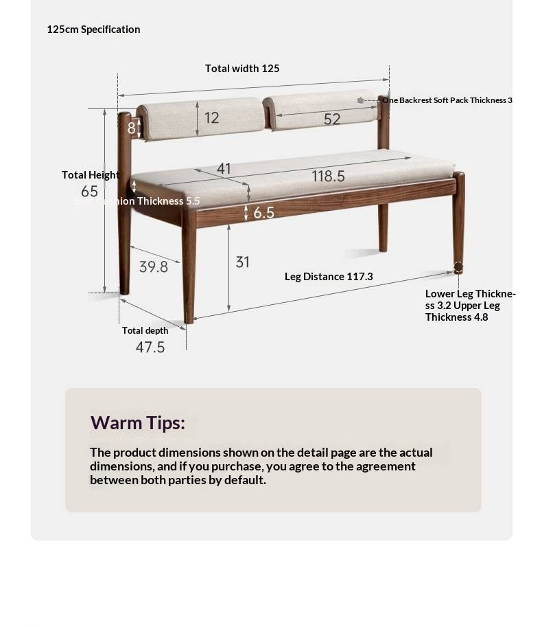 Black Walnut, Oak Solid Wood Long Bench
