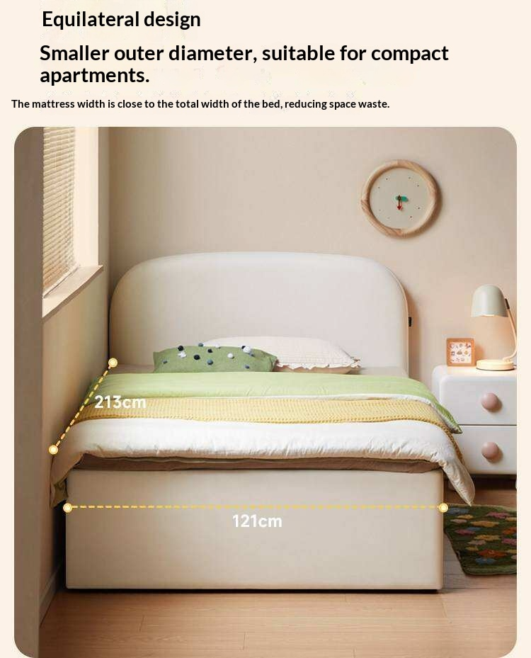 Kids Upholstered Storage Bed with Rounded Headboard and Gas Lift