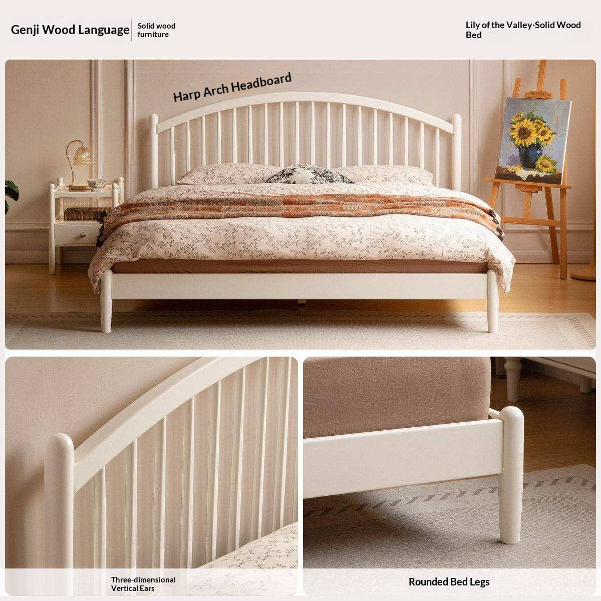 Beech, Tulipwood Solid Wood Bed