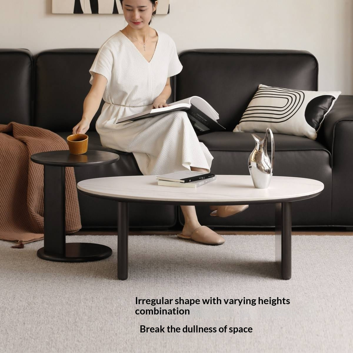 Ash Solid Wood Nordic Aesthetic Top Slab Coffee Table